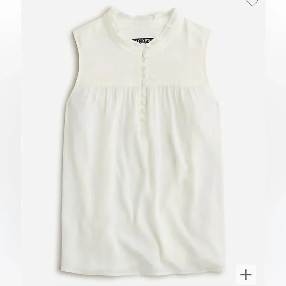 J. Crew Sleeveless button-front ruffleneck popover*